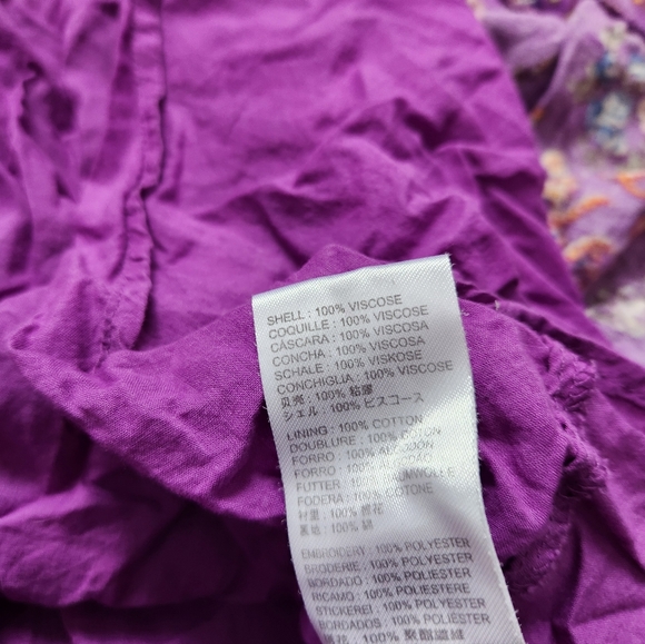 Urban Outfitters Babydoll Mini Dress Tiered Keyhole Lined Purple Floral Sz XL - Picture 5 of 10